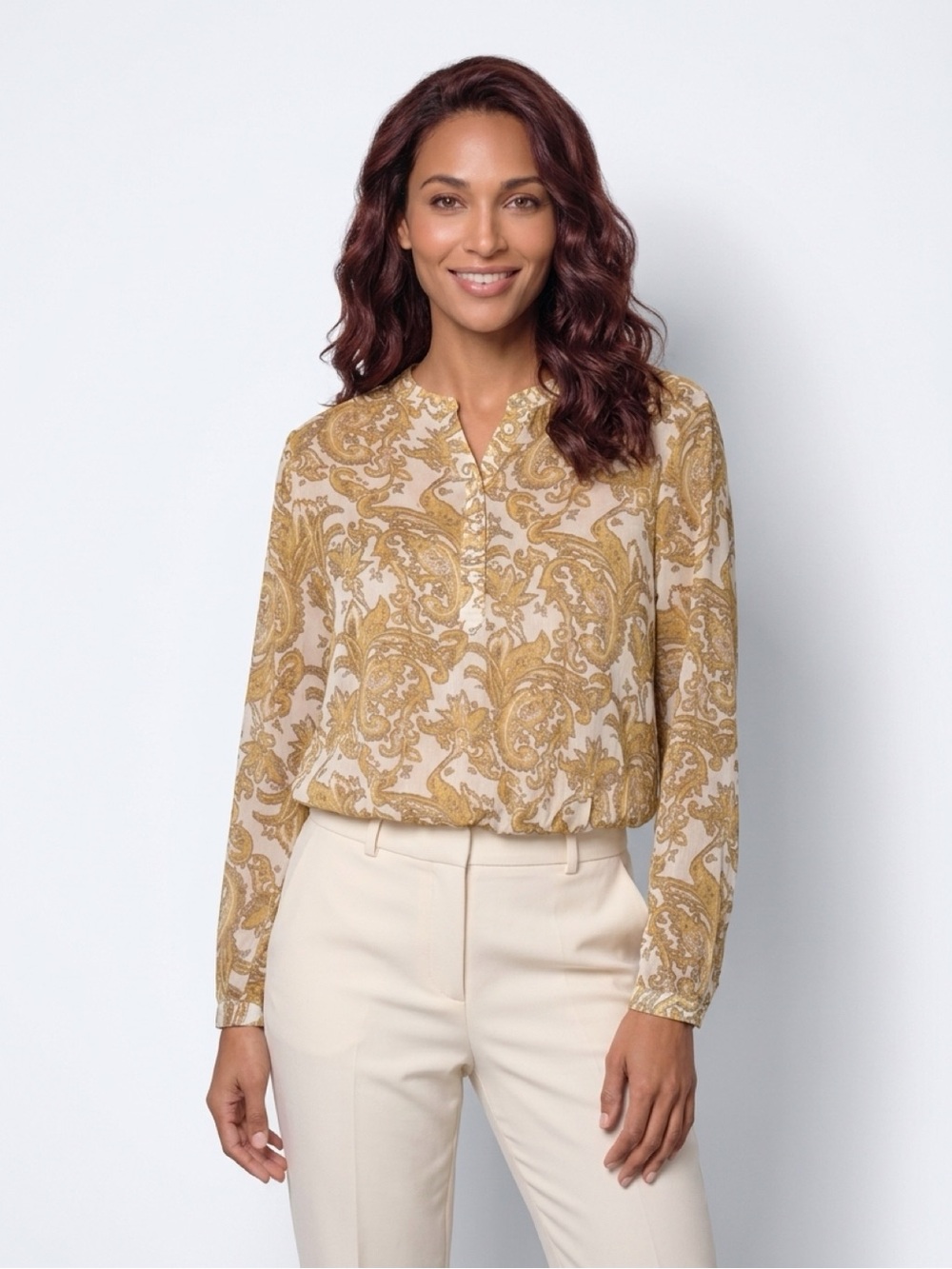 Tristan Gold and Cream Paisley Button Down Shirt